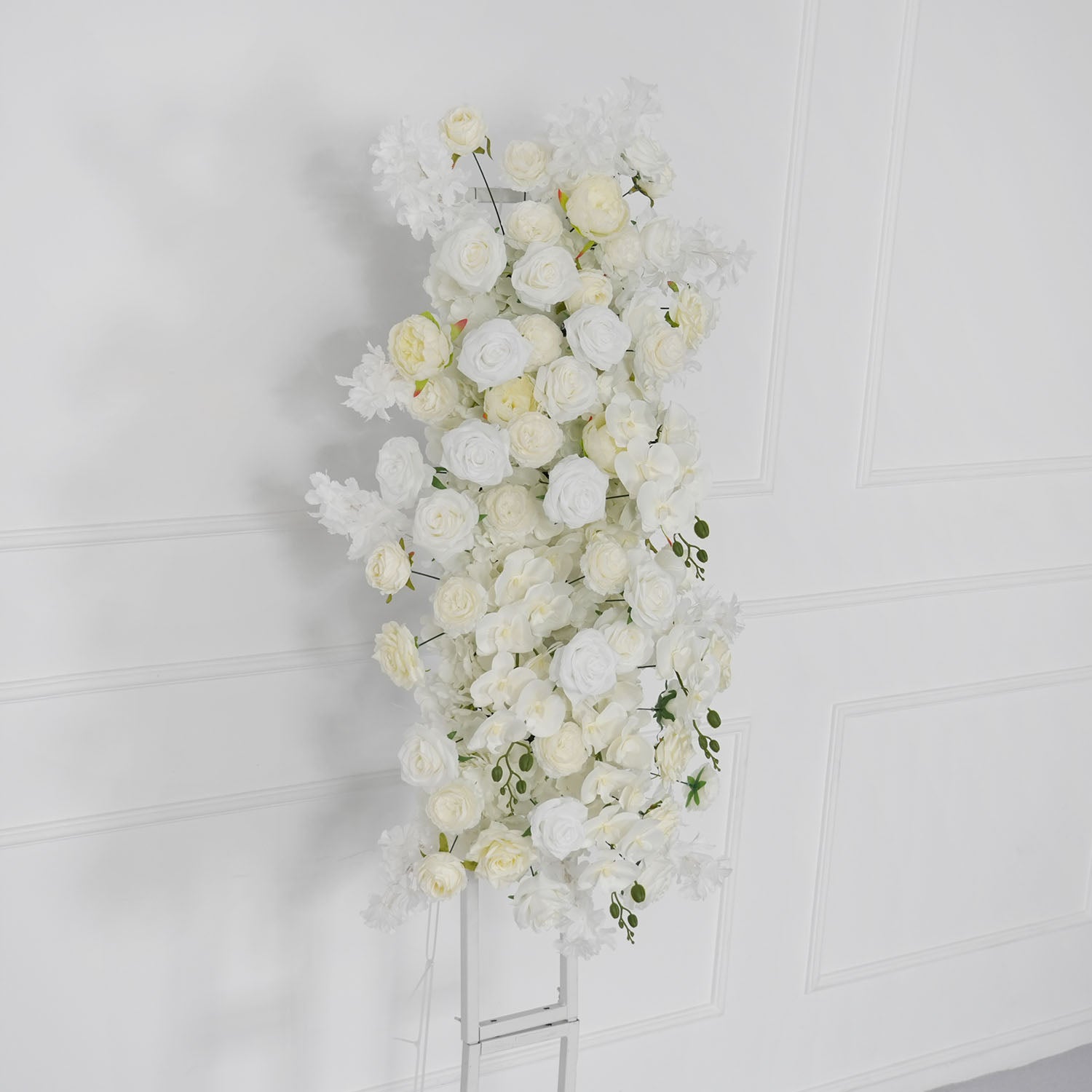 Uflower Artificial White Rose Flower Row Wedding KT Backdrop Decor